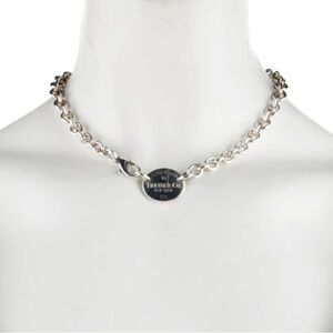 AUTH RETURN TO TIFFANY OVAL CHOKER NECKLACE 925  SOLID GENUINE STERLING Reciept